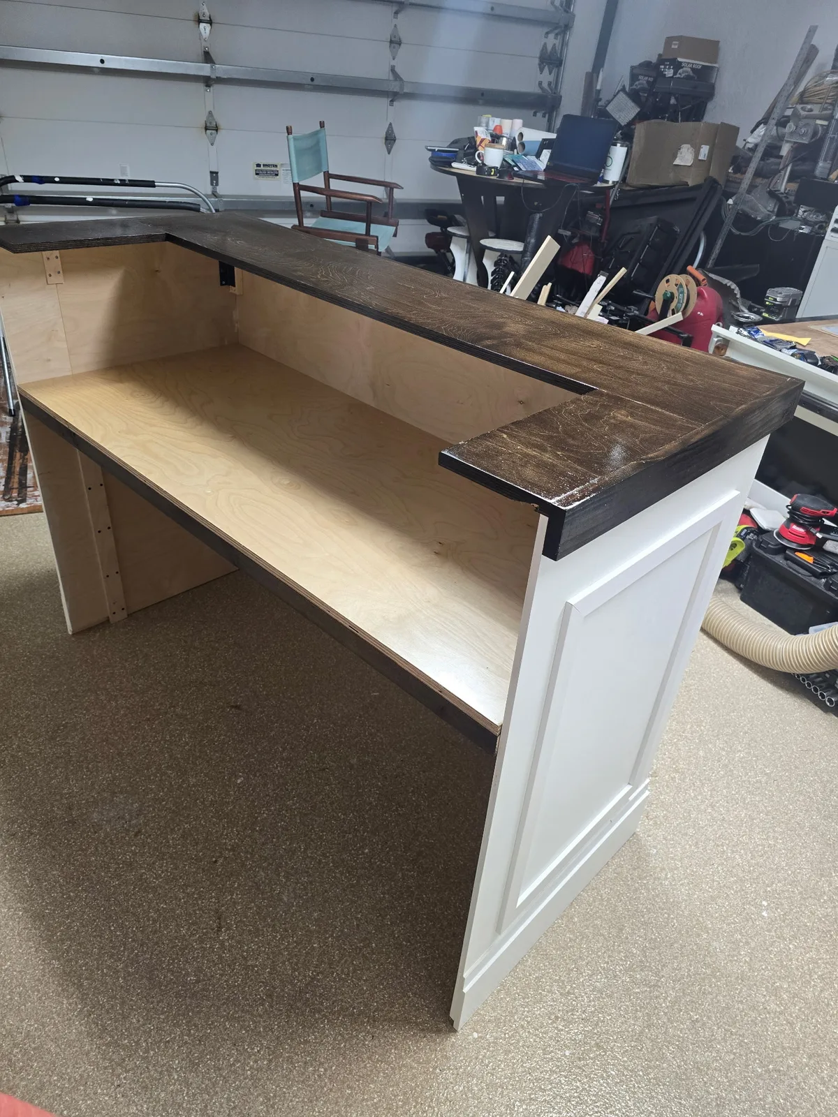 Working side of an event bar in the woodshop